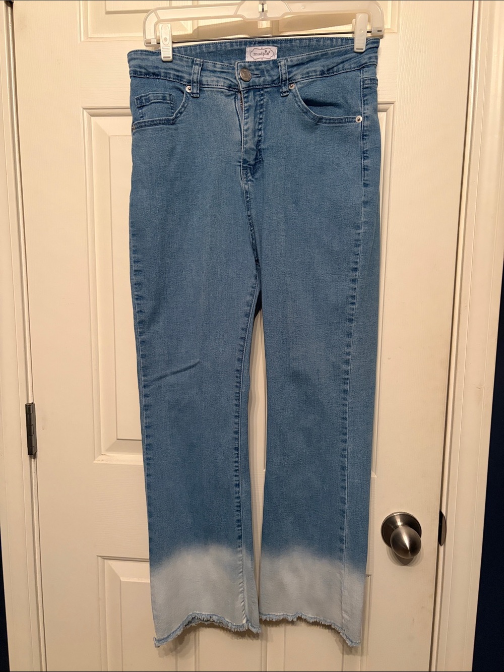 Mud Pie Two-Tone Light Blue Flare Crop Jeans